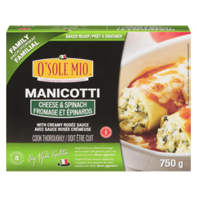 MANICOTTI Fromage et Épinards Sauce Rosée