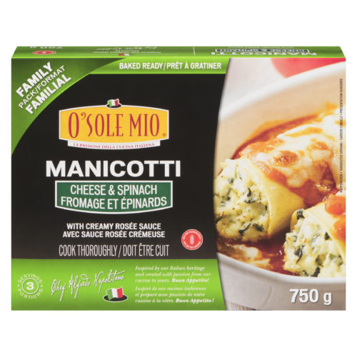 MANICOTTI  Cheese and Spinach Rosée Sauce