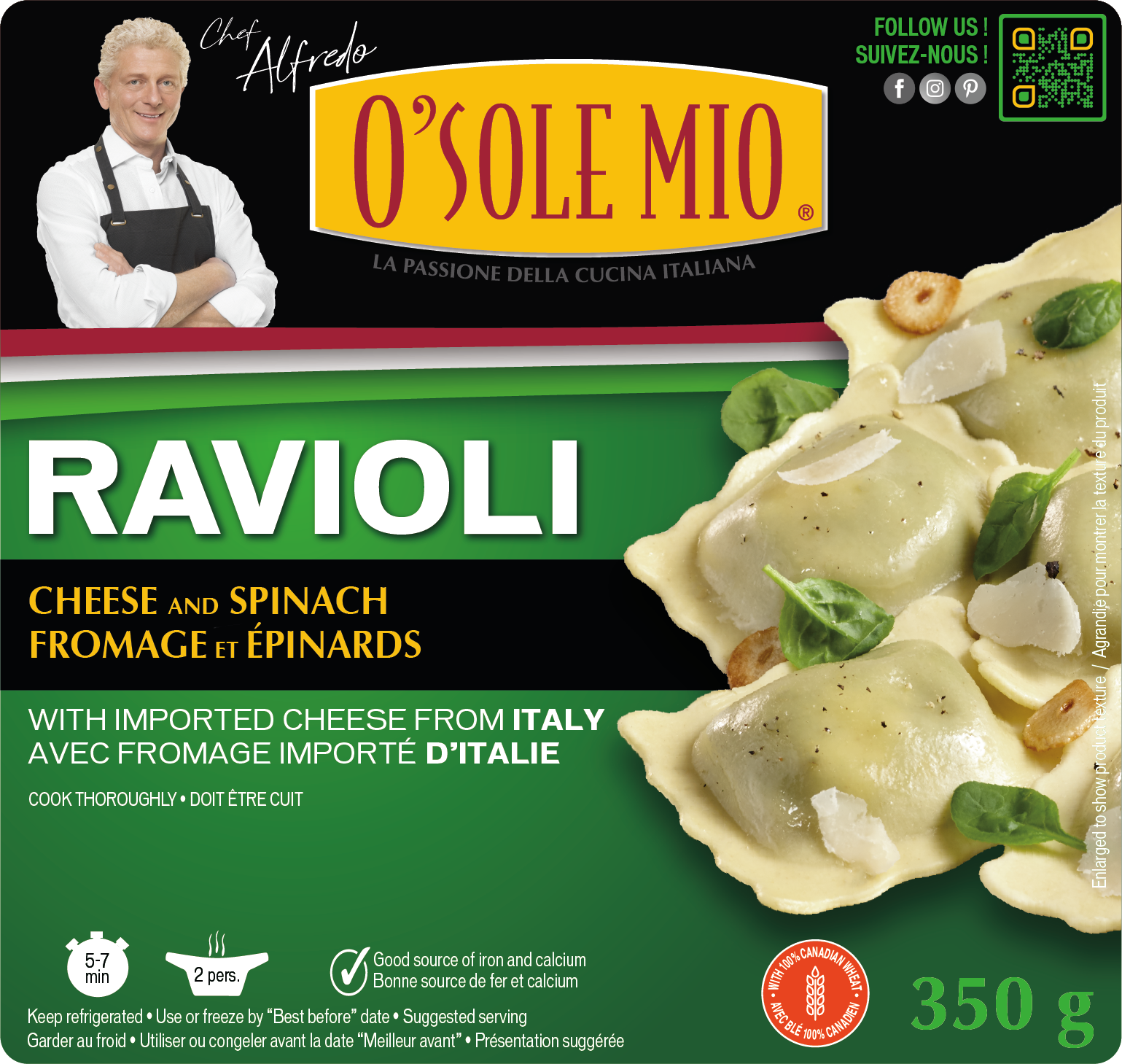 11163_350G_Etq_Front_RAVIOLI_CHEESE AND SPINACH_CA_FINAL