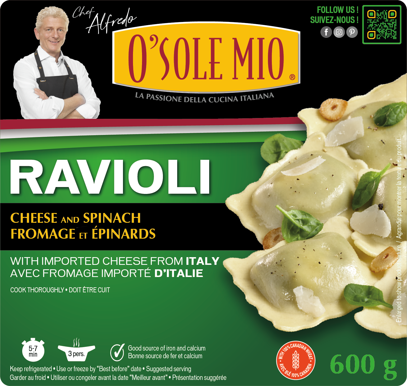11169_600G_Etq_Front_RAVIOLI_CHEESE AND SPINACH