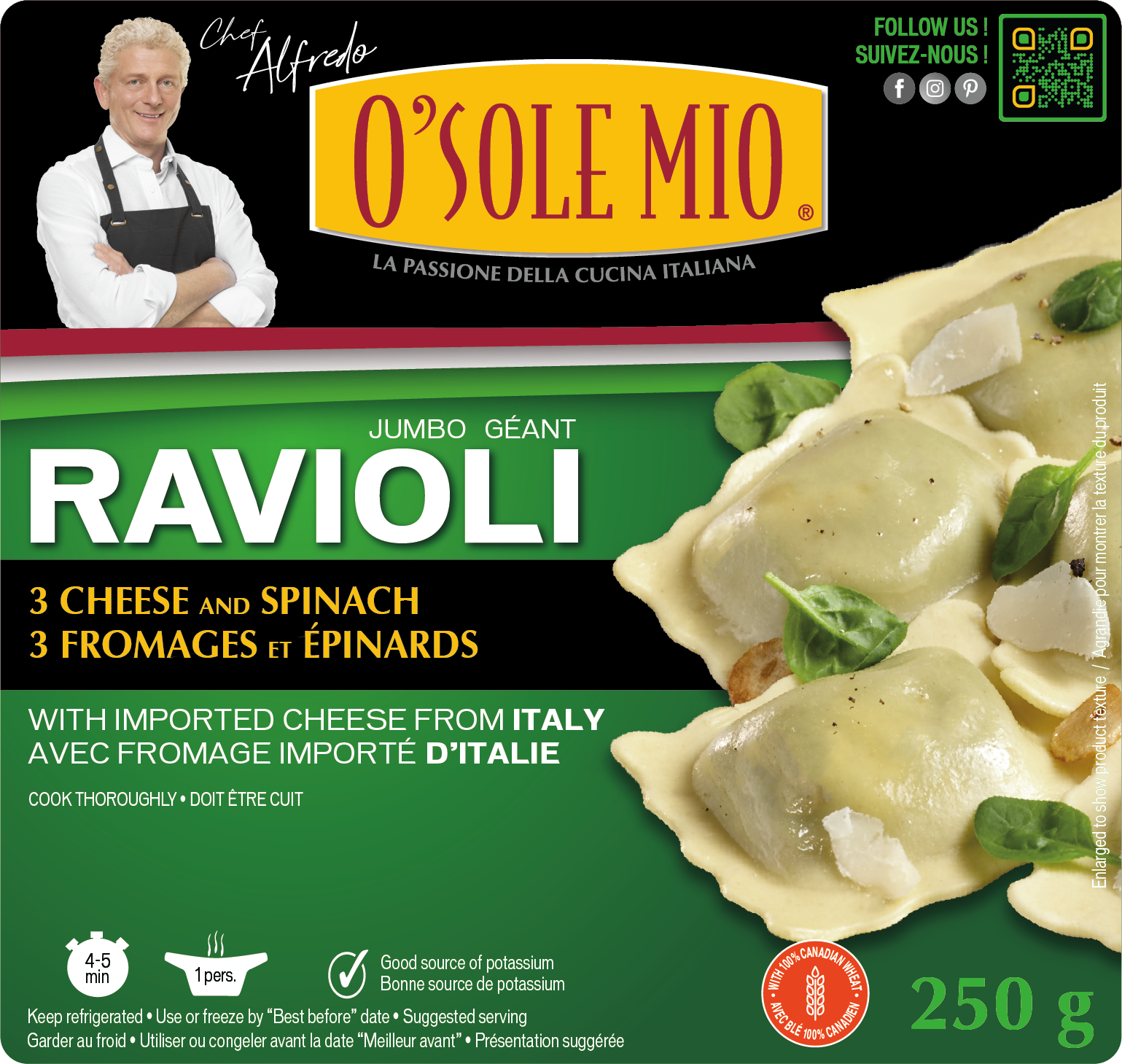 11179_250G_Etq_Front_JUMBO RAVIOLI_CHEESE AND SPINACH