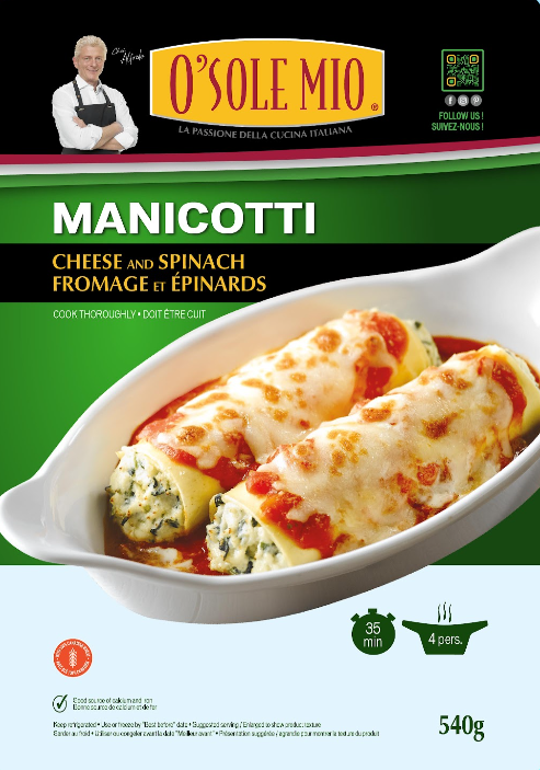 MANICOTTI  Fromage et Épinards